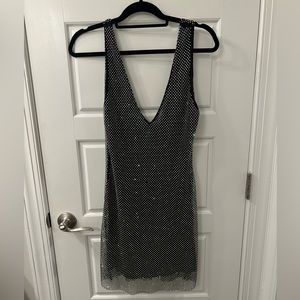 SLA THE LABEL IRIDESCENT GIGI DIAMANTÉ MINI DRESS